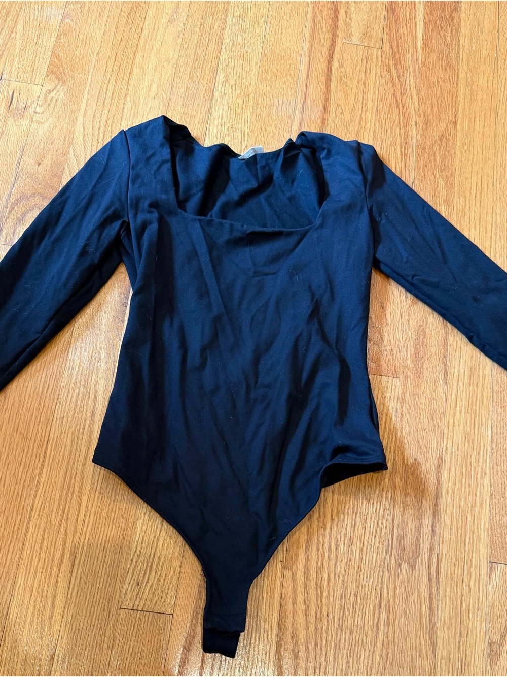 Women Black Long-Sleeve One-Piece Bodysuit